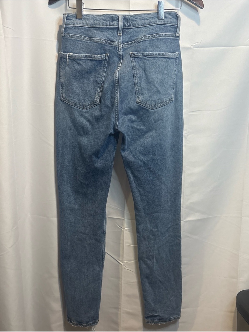 Agolde Light Blue Slim Straight Jeans with Subtle Distress - Picture 5 of 11